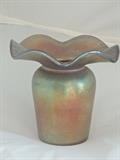 Imperial iridescent art glass vase, signed with iron cross mark.