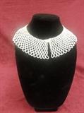 White netted seed bead faux pearl vintage collar-excellent condition.
