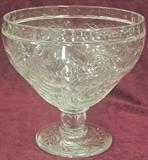 Rock crystal engraved large pedestal centerpiece bowl. Stylized foliate pattern, maker unknown.