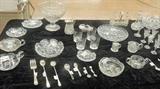 Selection from cut glass, flatware, souvenir spoons, EAPG.