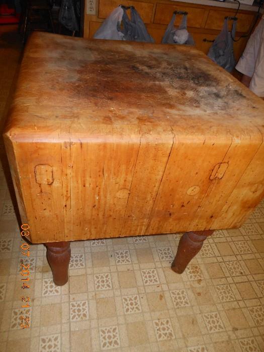 Antique butcher block from Fails Grocery