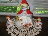 "Little Red Riding Hood" HULLWARE cookie jar with salt & pepper shakers in pristine condition