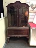 Vintage Highboy China Cabinet with two drawers