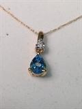 Gold Blue Topaz Diamond Necklace