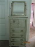 Painted vintage chest with swivel mirror.