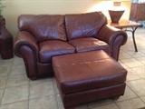 Leather Loveseat, Leather Ottoman