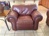 Leather Oversized Chair Nailhead Ball Feet