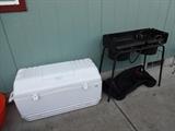 Ice Chest.  Propane Camp Stove
