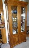 Lighted Oak Display Cabinet 