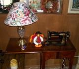 Antique Singer Sewing Machine decorated with gold leaf ornamentation