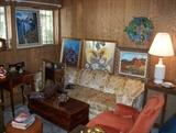 Paintings and Prints, Formal Mirror, Sofa and Club Chair, Antique Singer Sewing Machine, Antique Cedar Chest