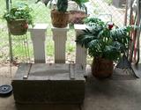 World War II Foot Locker, Classical Column Plant Stands, Artificial Plants