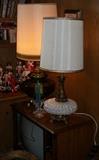 1950's Vintage Lamps, one in pearlescent glass