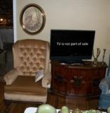 Formal wingback chair and TV Console