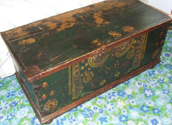 Early folk painted trunk.