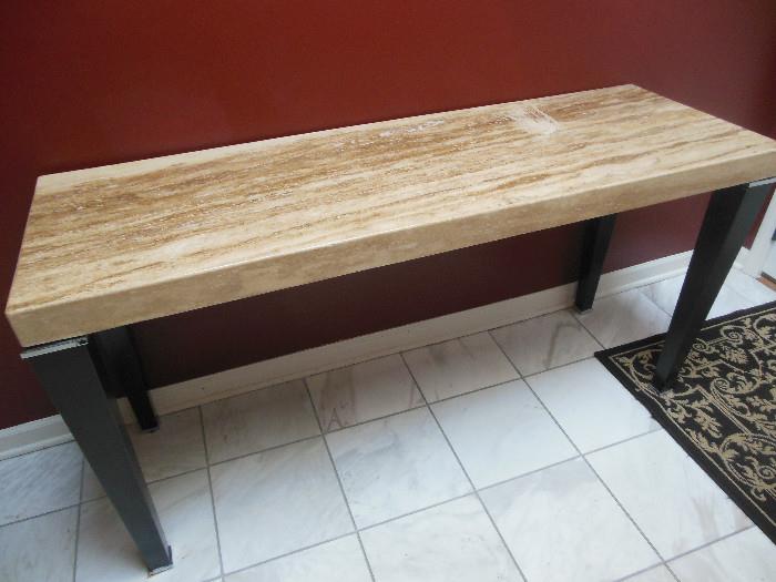 Walter E Smith Marble top (heavy!!) Sturdy Wood Leg/Base Entry Way/Sofa Table