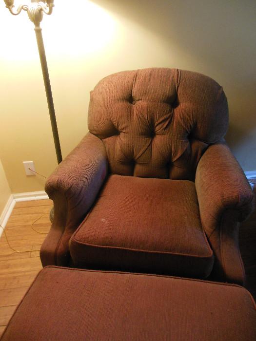 Walter E Smith Over Stuffed Arm Chair with Matching Ottoman