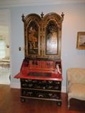 INVENTORY NO. 56..BLACK, GOLD, RED LACQUERED SECRETARY BY MAITLAND-SMITH