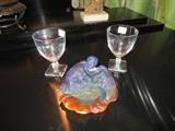 LALIQUE STEMS, DAUM NANCY DISH