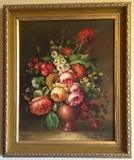 Floral Still Life, Gilt Framed Oil On Canvas