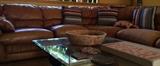 Distressed Saddle Colored Leather L-Sectional