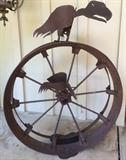 Vulture on Wheel Iron Sculpture
