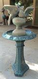 Love-Bird Fountian and Glazed Ceramic Birdbath