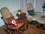 Bentwood rocker.  Stressless chair and ottoman