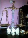 Scales of Justice, heavy pink marble and brass