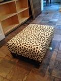 Leopard print chenille ottoman