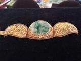 Chinese export vermeil filigree and jade bracelet
