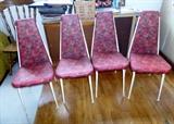 set of 4 pink floral  1970's chairs