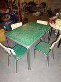 Photo 1 of 2: A set of chairs and a card table colored green