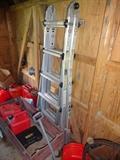 A silver ladder that folds into several configurations to meet all your home repair needs.