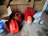 Various red gas cans