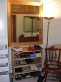 Wooden shoe organizers for closet. Womens shoes include Merrill mostly size 8