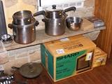 Sharp Microwave with box used 3 times. Revere Copper bottom pots