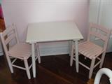 Childs White table and pink chairs