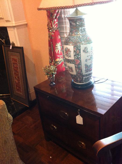              1 of 2 end tables; 1 of 2 matching lamps