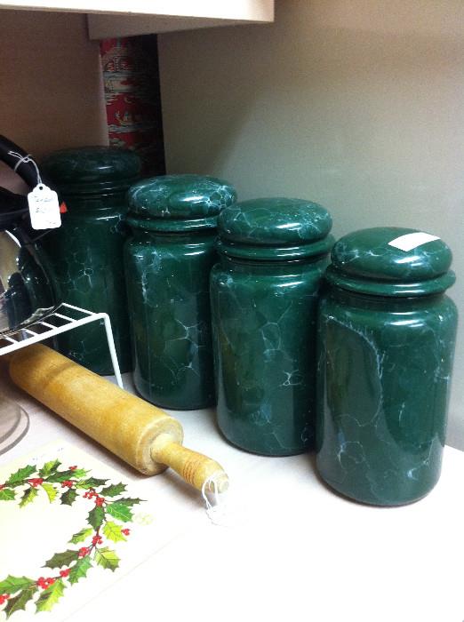                         green canisters; rolling pin