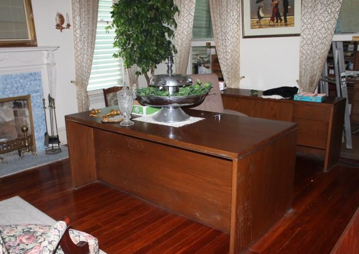 Large Desk and Credenza made by S K Church Furniture Company in East Texas from their Prestige Line