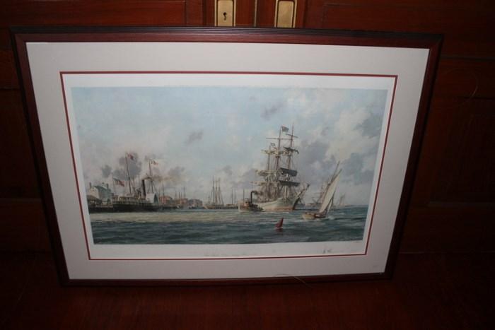 Galveston Signed and Numbered Print The Bark Elissa Leaving Port 1884 by John Stobart