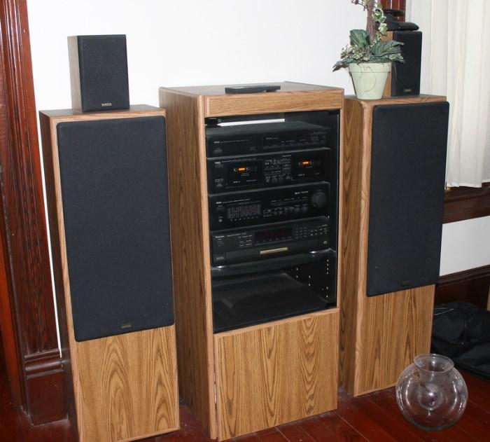 Stereo System with Speakers in Cabinet