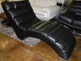 Black Leather Chaise Lounge Chair