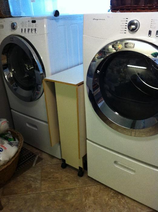 front loading washer & dryer; drop leaf cutting table