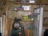 A HANDY MAN'S PARADISE FULL OF USABLE TOOLS - EQUIPMENT - SUPPLIES - SCRAP LUMBER AND TONES OF REPAIR EQUIPMENT