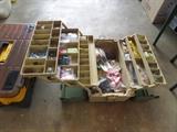 FISHING GEAR PRICED IN LOTS INCLUDING THE TACKLE BOXES
