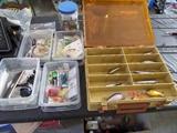 FISHING GEAR PRICED IN LOTS INCLUDING THE TACKLE BOXES