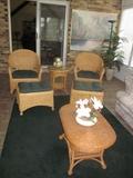 Wicker rockers, wicker ottomans, wicker tables