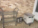 Patio tea cart, hose reel